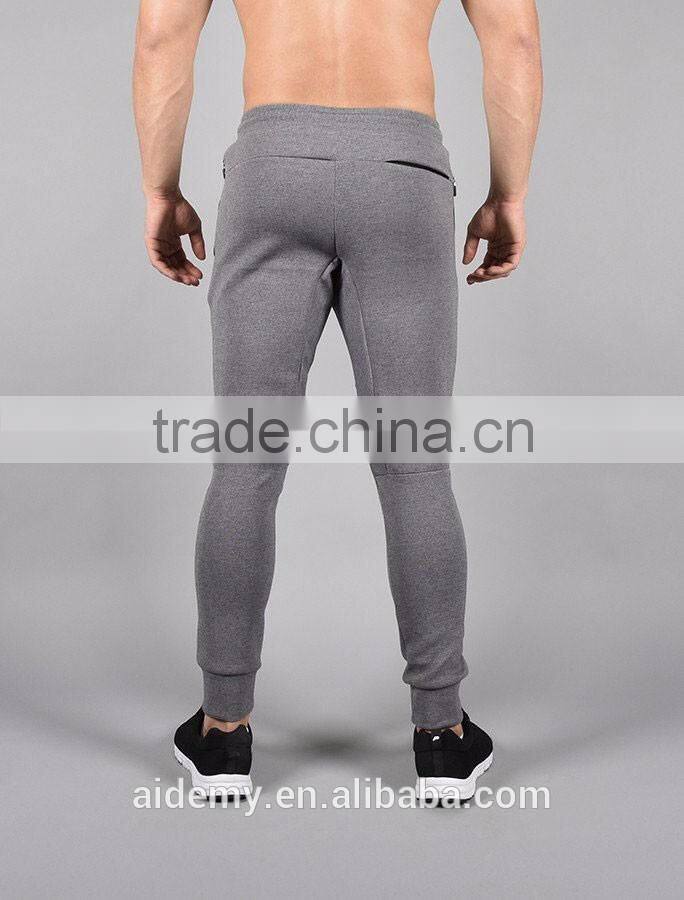Fashion zipper pocket gym fitness joggers mens fleece jogger pants