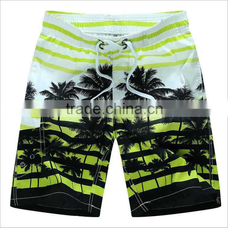 Daijun OEM new design cheap polyester stripe palm beach shorts hot sale blank board shorts