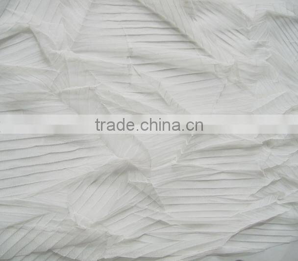 Wedding decoration white pleated mesh fabric fashion dress for wedding dress