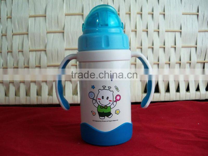 hard Plastic Stainless Steel Children vacuum cups with straw