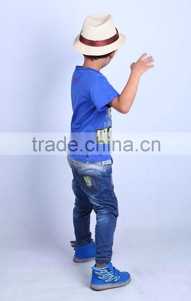 new 2016 latest design in store led flashing lights up boys bee t shirt with 100% cotton fabric and cartoon logo