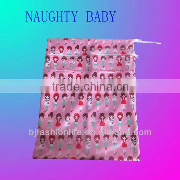 One or two pocket waterproof cloth diaper zipper wetbag waterproof travel nappy diaper bag