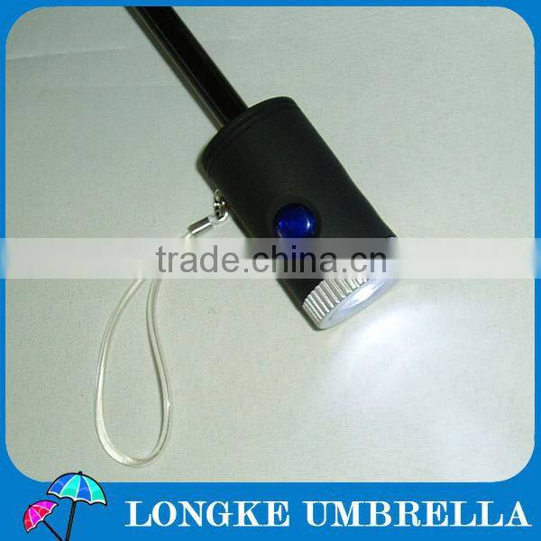 3 fold umbrella with torch handle/LED light umbrella
