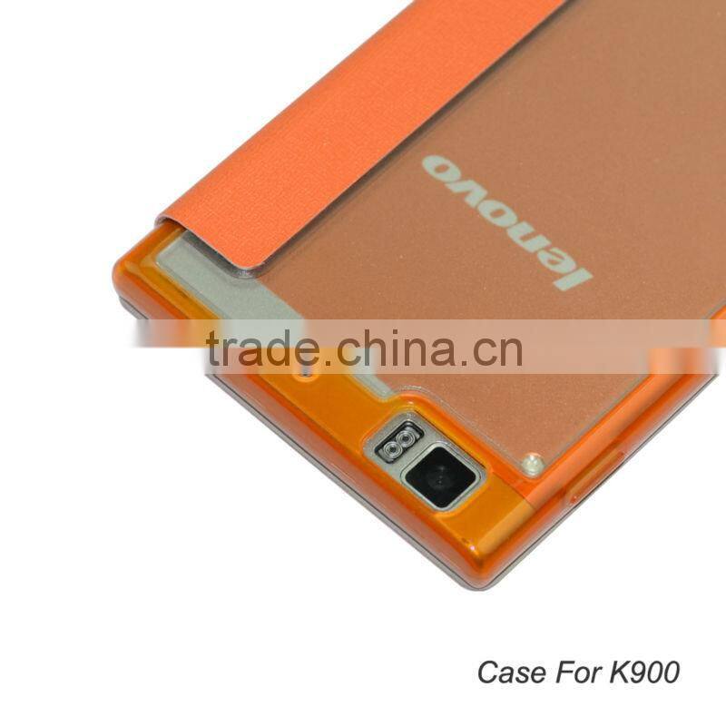 2014 high quality flip leather mobile case for lenovo k900