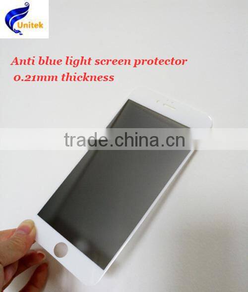 US Corning materiel Anti-blue light 9H 2.5D 0.21mm thickness of tempered glass protector for smart phone/iphone