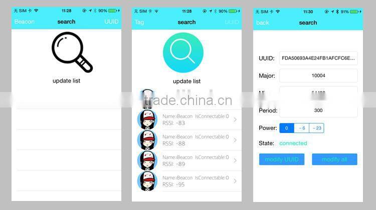 Long Standby Bluetooth Button Eddystone Beacon With 100-9000ms Broadcasting