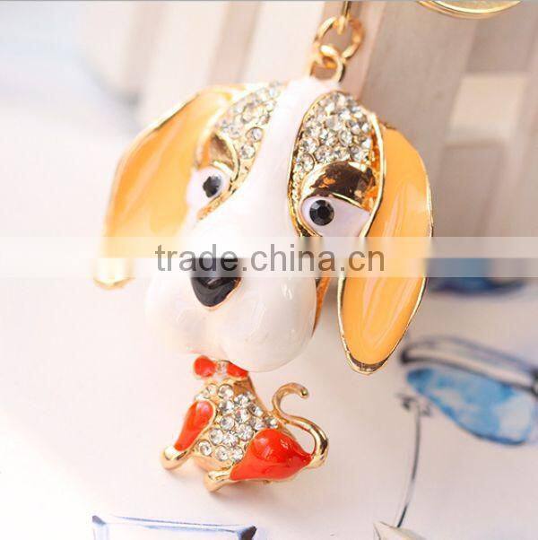 2014 Hot Selling Rhinestone Dog Animal Key Chain, Gift Bag Pendant ZTKC-147