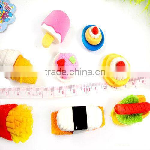 Removable novelty fruit eraser & delicious cake eraser,3D fasion eraser