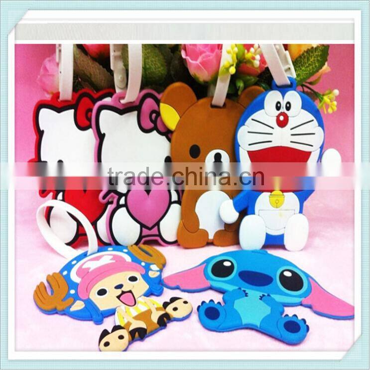 Cartoon Design Trolly Luggage Tag Wholesale/Handbag Soft Pvc Hang Tag Label/Promotional Gift Suitcase Name Tag