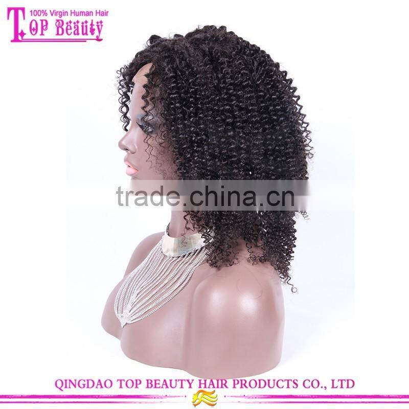 150 Density Top Selling 18 Inches Virgin Brazilian Kinky Curly Full Lace Wig With Baby Hair