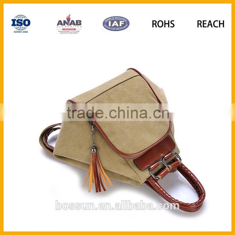 Canvas with PU handle backpack