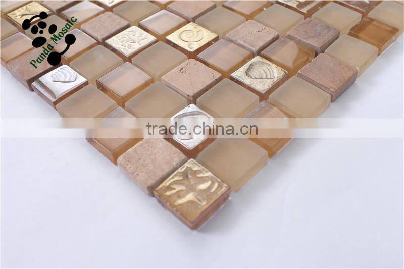 MB SMP33 Sweet Home Decorative Glass Mosaic Mix Natural Stone Mosaic Tile Hotel Mosaic Wall Tile
