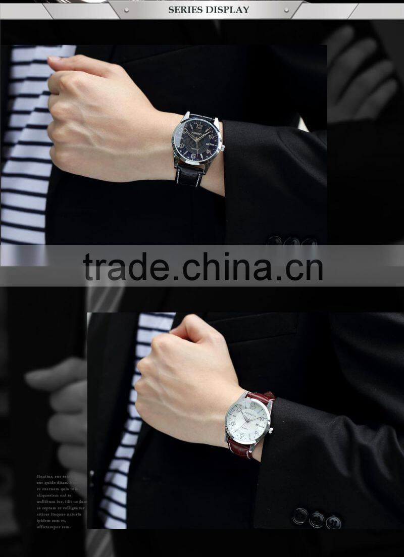 AGENTX Men's Japan Quartz High Quality Soft Genuine Leather Band Watch