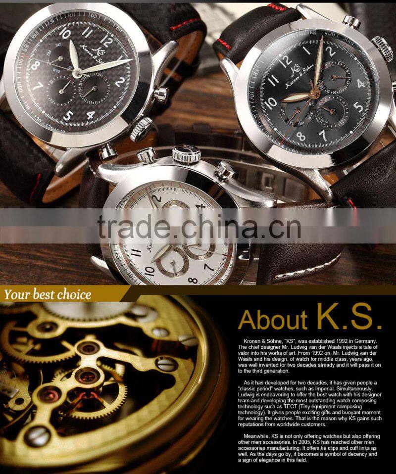 KS Navigator Automatic Mechanical Analog Men Leather Band Watch