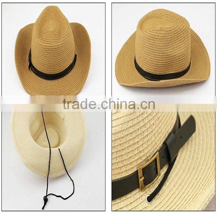 >>>>Men Summer Outdoor Beach Fishing Sun Cap Straw Collapsible Wide Brim Cowboy Hat