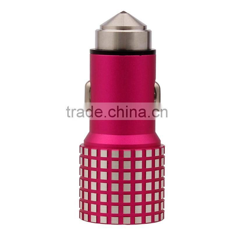 promotional gifts customized logo alloy fast charge cheap dual usb car charger with LED indicated light