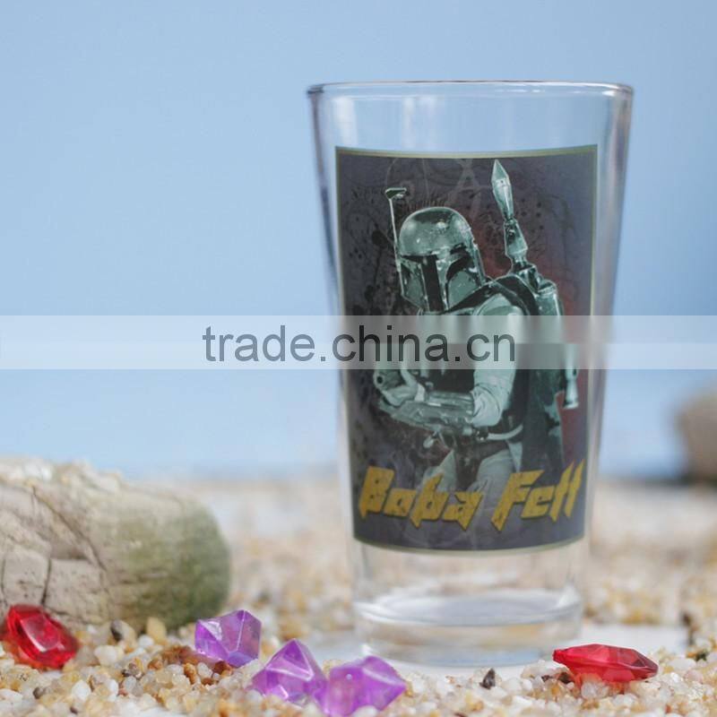 promotional 16 oz pint glass cup with logo for beer and juice