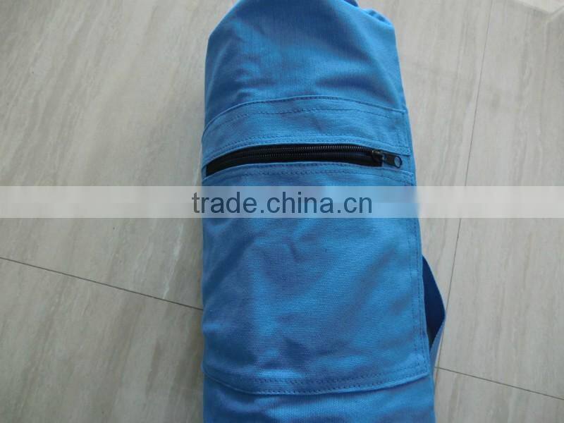 Custom Blue Plain Cotton Yoga Mat Bag (BSGJH024)