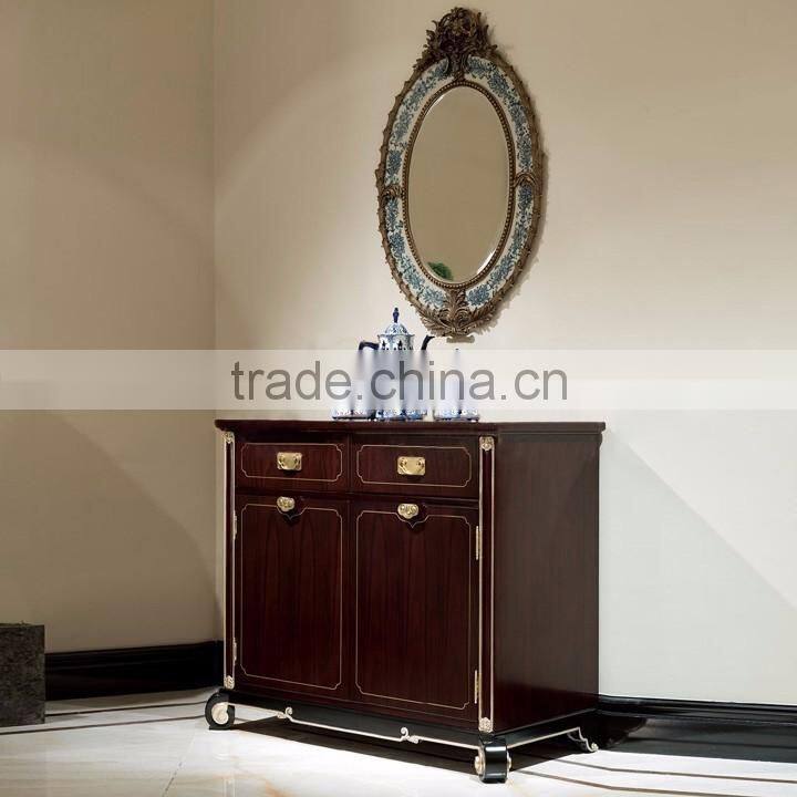 Chinese design solid wood sami-circle three drawers console cabinet