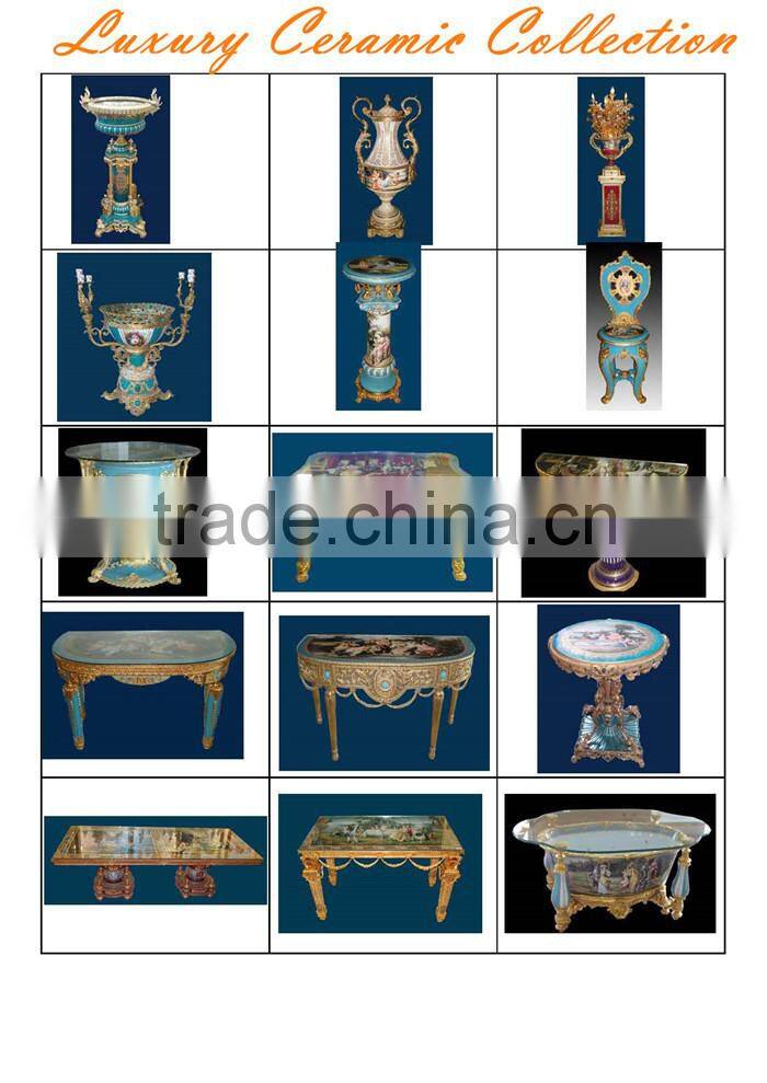 Ancient Arabic Style Hand Painting Creative Decoration Desk Clock, Copper Cast and Ceramic Crackle Table Clock