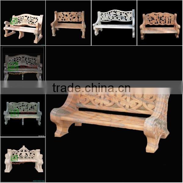 Yellow Travertine Garden Bench with Angel