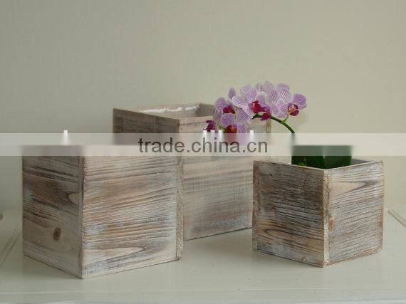 Rustic Little wooden plant Wooden Flower Holder Stand Pot