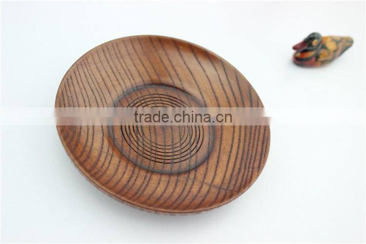 Japanese Style Dessert Plate,Wooden Sushi Dish,Round Wood Dry Fruit Plate, 10cm