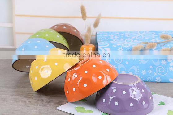 5'' dot printing ceramic bowl , promotion dot printing bowl
