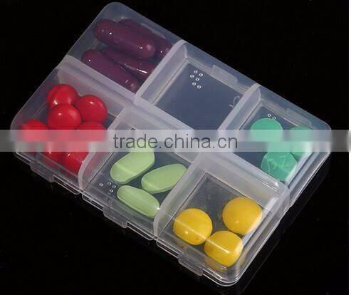 cy275 New Mini Portable Empty Braille 6 Cells Pill Medicine Drug Storage Case Box