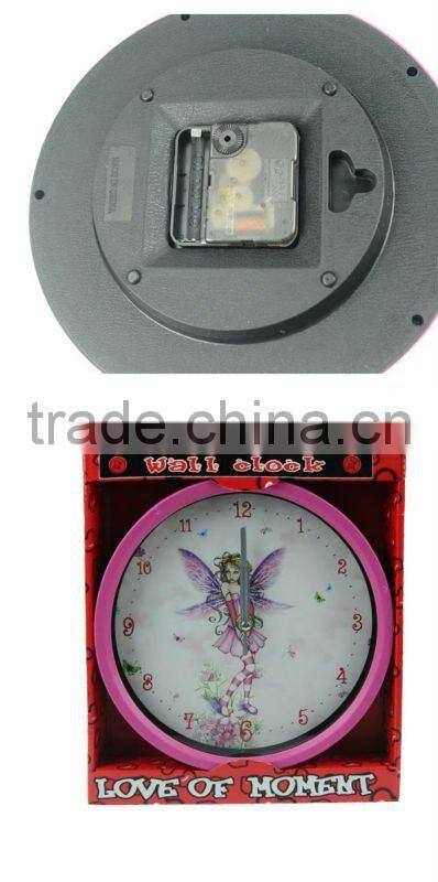 Small round ultra quiet bedroom wall clock - Angel's wing