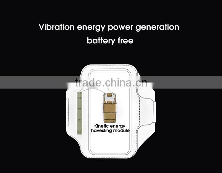 Battery free armband with self-powered safety LED light for night runner