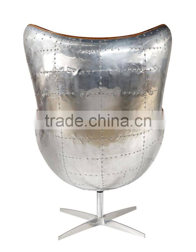 modern egg shaped ajustable swivel leisure chair with real fur leather