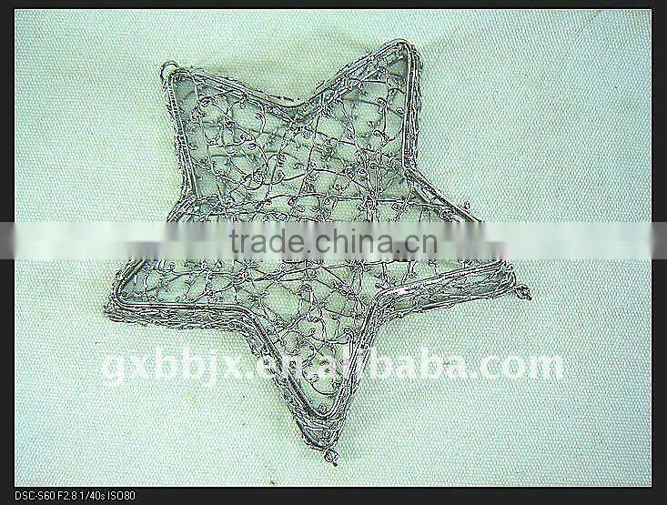 Silver wire star handicraft gift set of two