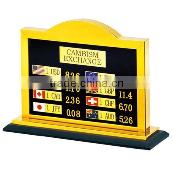 High quality reception table sign stand/ Double side table hotel sign stand/ Table top sign holder with metal base P-56 Hot sale