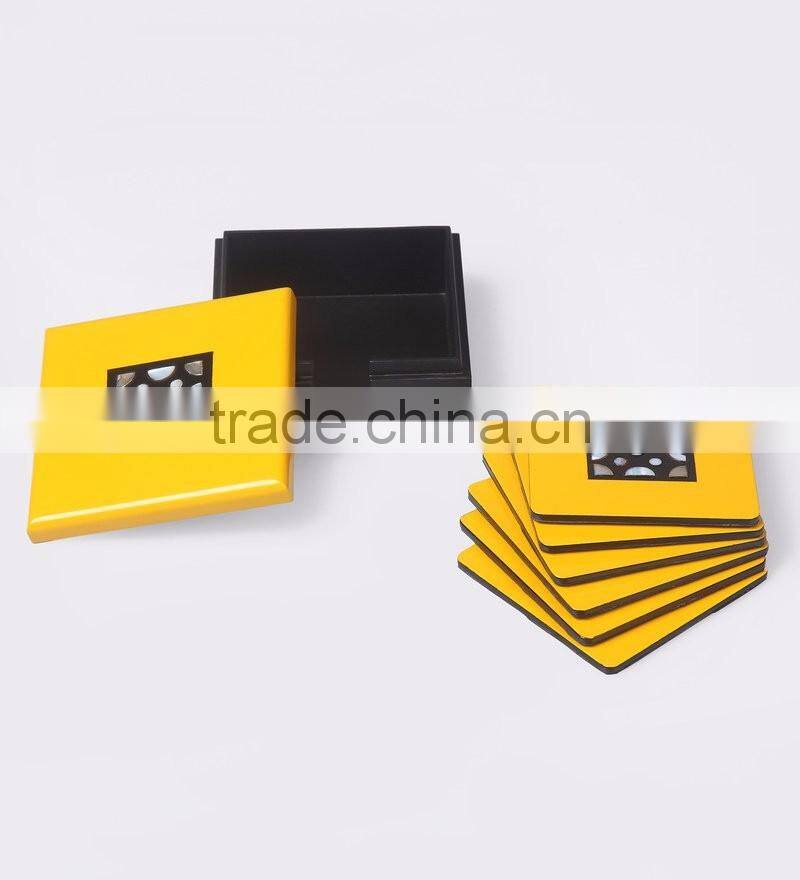 Lacquered wooden coasters/ Lacquer coaster set/ Showy lacquer coaster