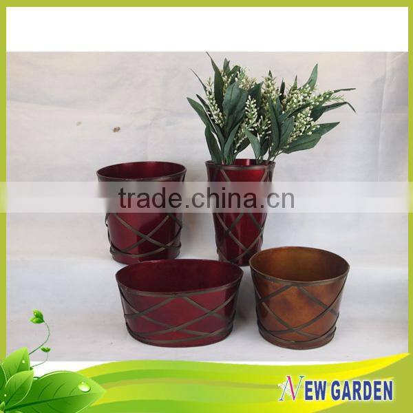 Home And Garden Red Large Outdoor Vases, Fashionable Metal Flower Planter