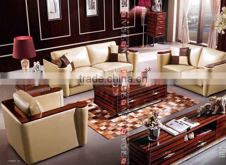 New chinese leather sofa furniture, Wooden sofa set designs