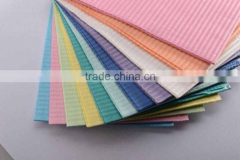 low price disposable colorful 3ply dental bib /patient bib for teeth whitening