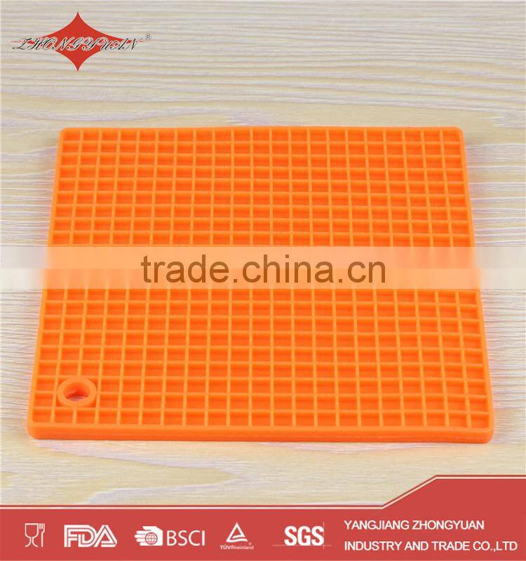 ZY-E3085 High quality flat square cup coaster orange silicone mat