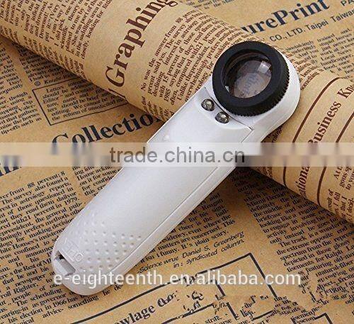 MG6B-1B New Hand Held 2 LED Lights 40x Magnifying Glass Lens Jewellery Magnifier Loupe for repair