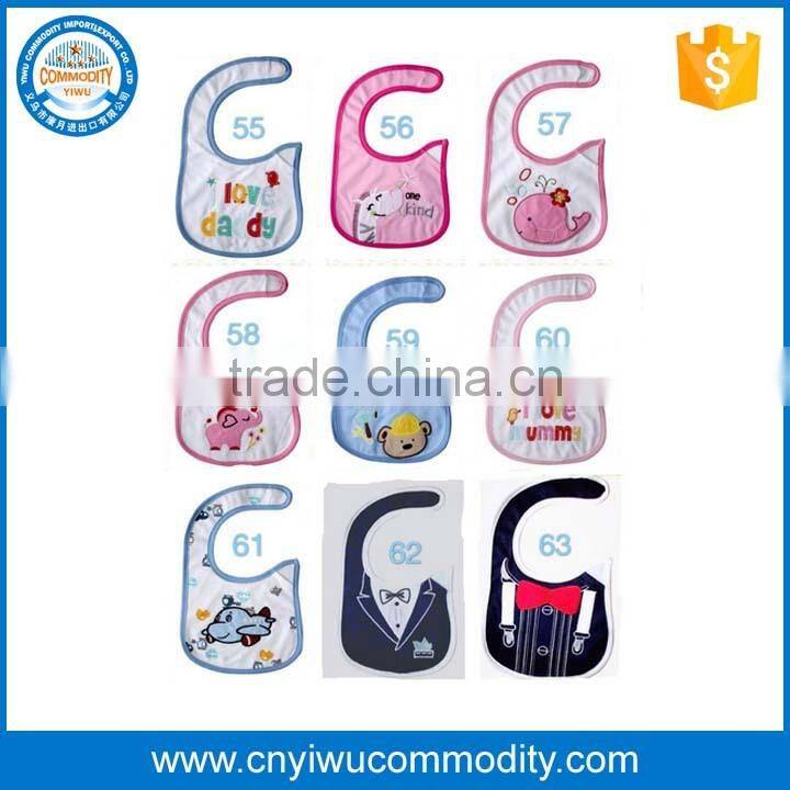 New embroidery cute baby bibs animals cotton baby bandana bibs
