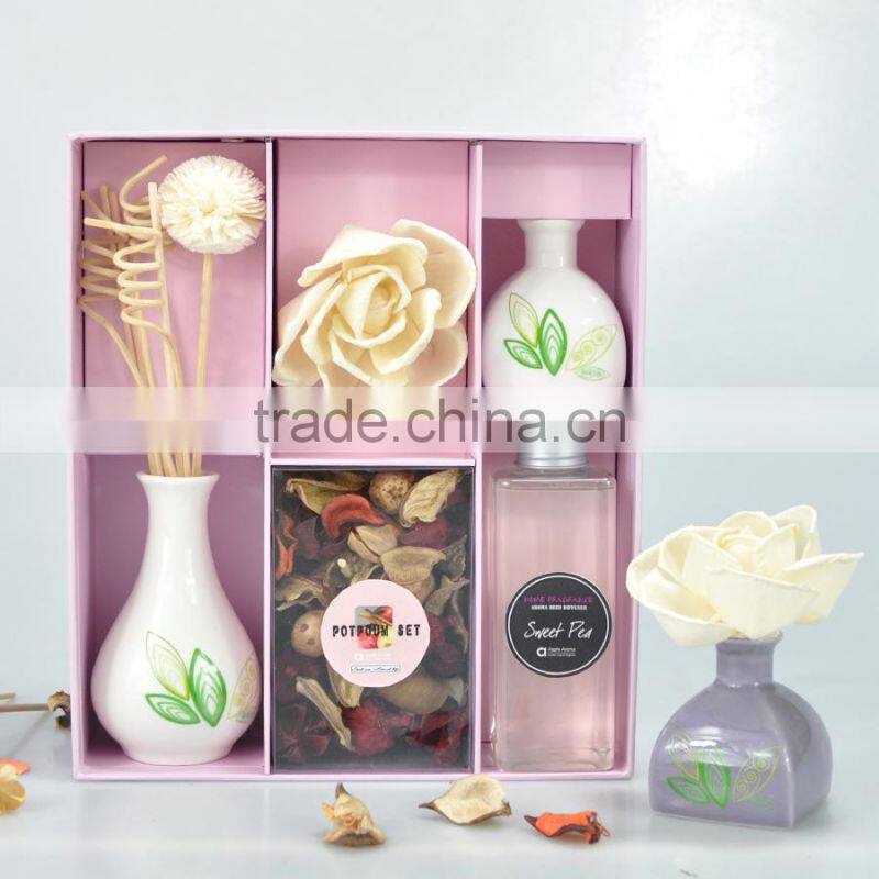2015 hot fragrance gift with sola flower essential glass set