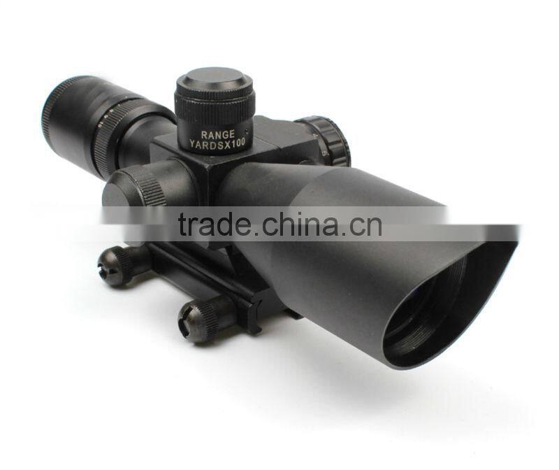 New compact 2.5-10X32 riflescope red green Mil-Dot Reticle with side attached red laser sight scope combo (FDA certified)