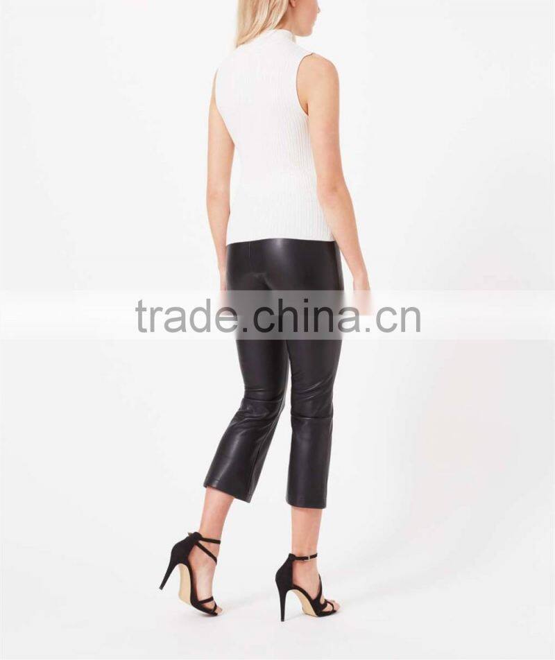 2016 Fashion Cream Sleeveless Knit Rib Tank Top HST8046