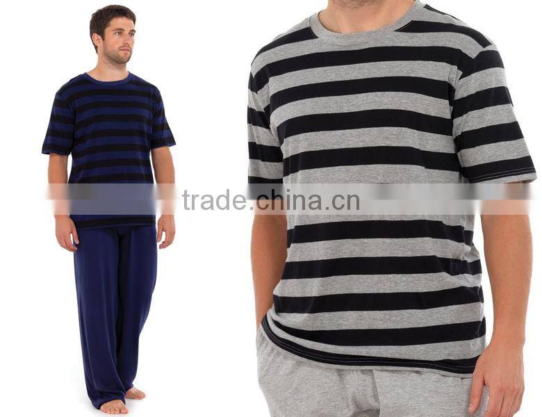 Summer 100%cotton stripe Jersey sleepwear for men