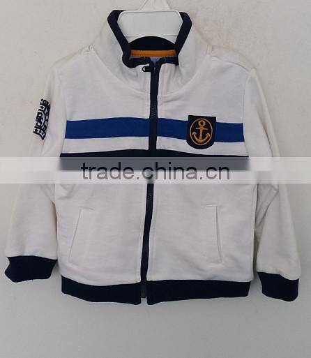 baby boys stripes and embroidered navy or white 60% cotton and 40% polyester coat for Autumn