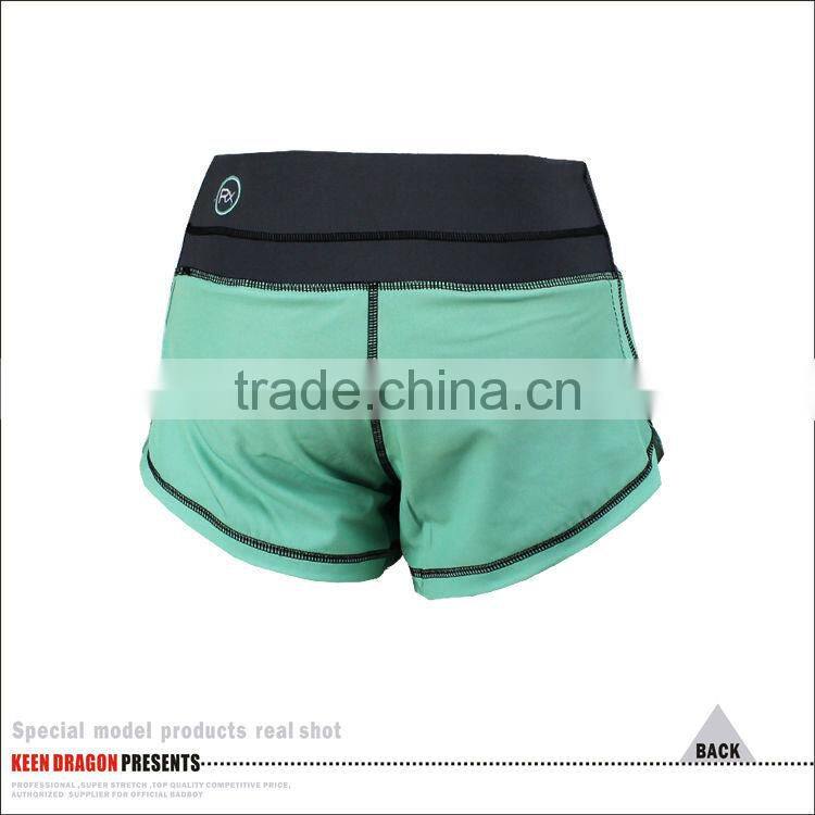 Lady's fashion short 100% polyester blank green female mma shorts