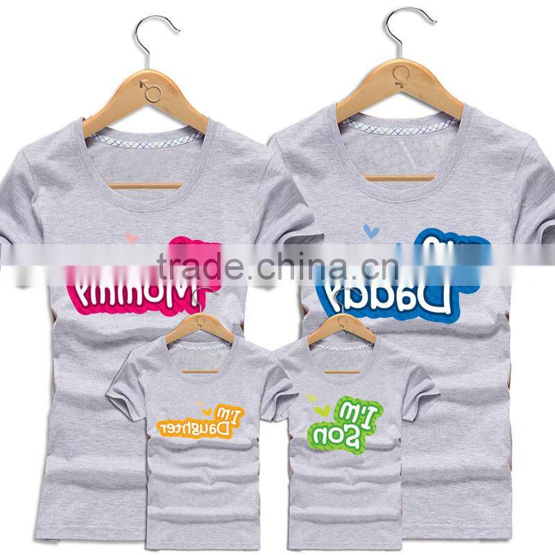 Custom made funny printed 100% cotton parent-child t shirts short sleeve family matching tee shirts