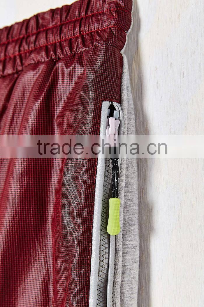 Mens red and grey stitching custom jogger sweatpants