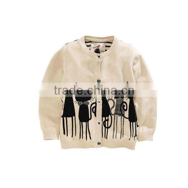 Kids sweater lovely cats designs for baby girls knitwear cardigan